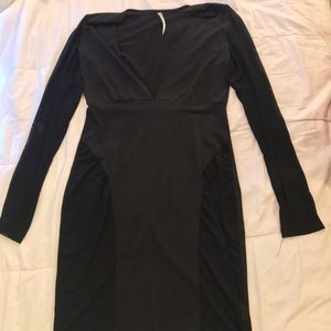 Black long sleeved sheer dress